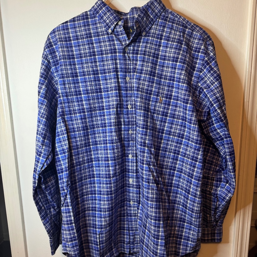 Ralph Lauren Blue Plaid Button Down Shirt